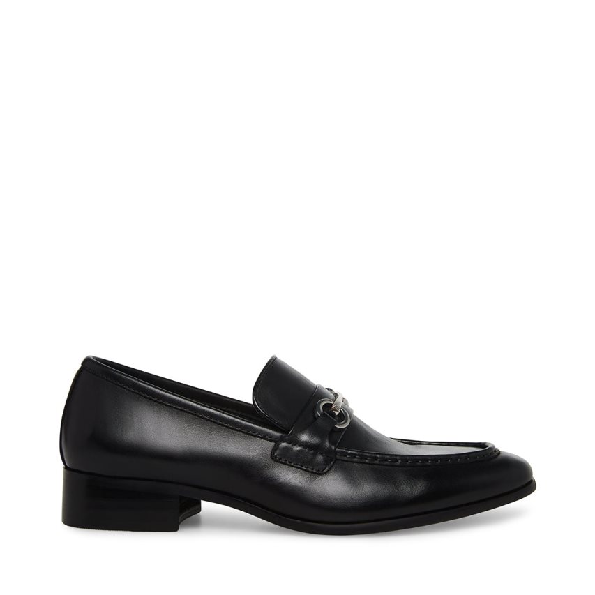 Black Steve Madden Philippe Leather Men\'s Loafers | PH 9734BOH